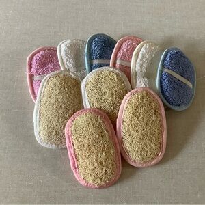 Bath Loofah Sponge Set - Pink, Blue, White
